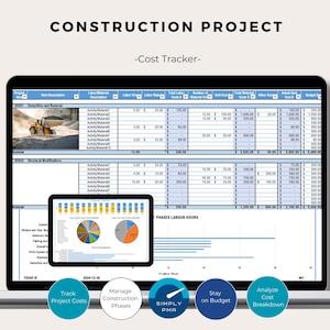 Dashboard interattiva per il monitoraggio dei costi dei progetti di costruzione, contabilità, modello Excel per il calcolo dei costi dei lavori, download digitale