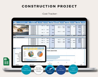 Construction Project Cost Tracker Interactive Dashboard Bookkeeping Job Costing Excel Template Digital Download