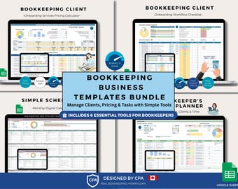 Bookkeeping Templates Bundle | Client Tracking, Pricing Calculator & Monthly Workflow | Google Sheets Toolkit for Bookkeepers