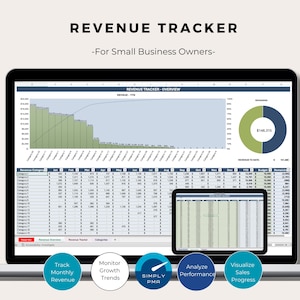 Revenue Tracker Excel Template Small Business Bookkeeping Financial Dashboard Accounting Spreadsheet Digital Download