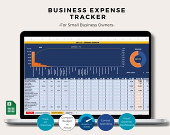 Business Expense Tracker Excel Budget Spreadsheet Bookkeeping Finance Template Digital Download
