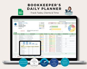 Plantilla de Google Sheets para planificador diario de contabilidad con panel de control automatizado