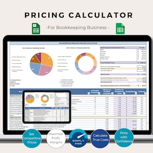 Bookkeeper Pricing Calculator Monthly Service Rate Excel Google Sheets Template Accounting Digital Download