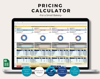 Bakery Pricing Calculator Excel Dashboard Template Break Even Profitability Analysis Costing Spreadsheet Digital Download