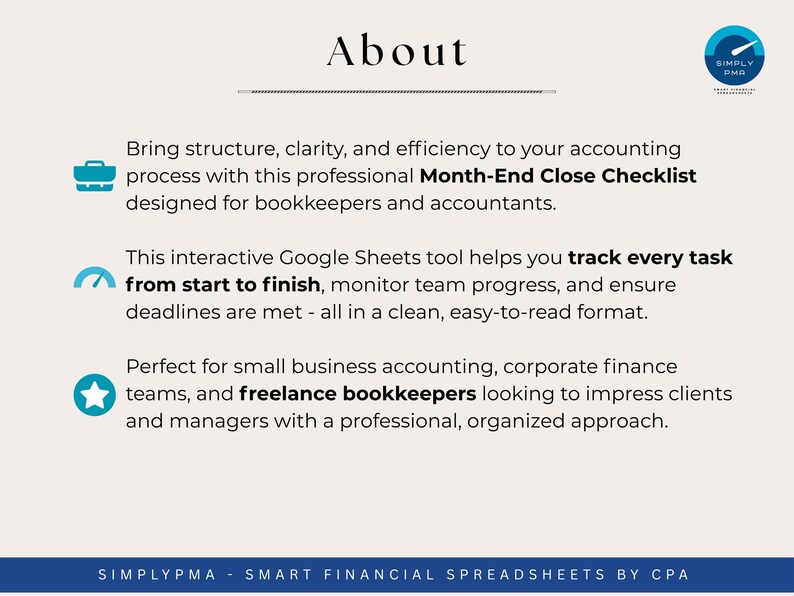 Month End Close Checklist Template for Accountants Bookkeepers Google ...