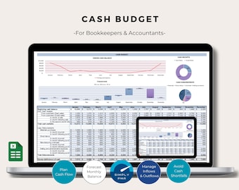 Cash Flow Management Excel Template Bookkeeping Financial Dashboard Business Budget Planning Spreadsheet Digital Download