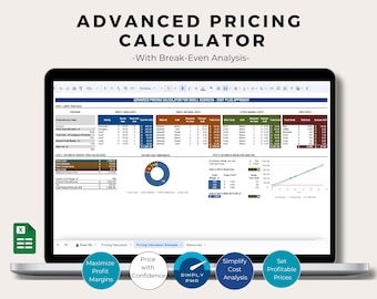 Small Business Pricing Calculator Profit Margin Break Even Analysis Excel Dashboard Template Digital Download
