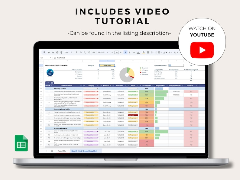 Month End Close Checklist Template for Accountants Bookkeepers Google ...