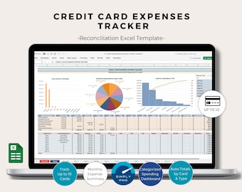 Credit Card Expense Tracker Excel Template Automated Business Spending Organizer Bookkeeping Digital Download