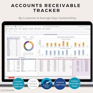 Plantilla de Excel para el seguimiento de cuentas por cobrar, contabilidad, registro de pagos de facturas, gestión financiera (descarga digital)