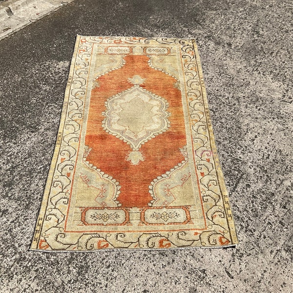 Oushak Teppich, Vintage Teppich, Orientteppich, Anatolischer Teppich, 100x200 cm, Anatolien