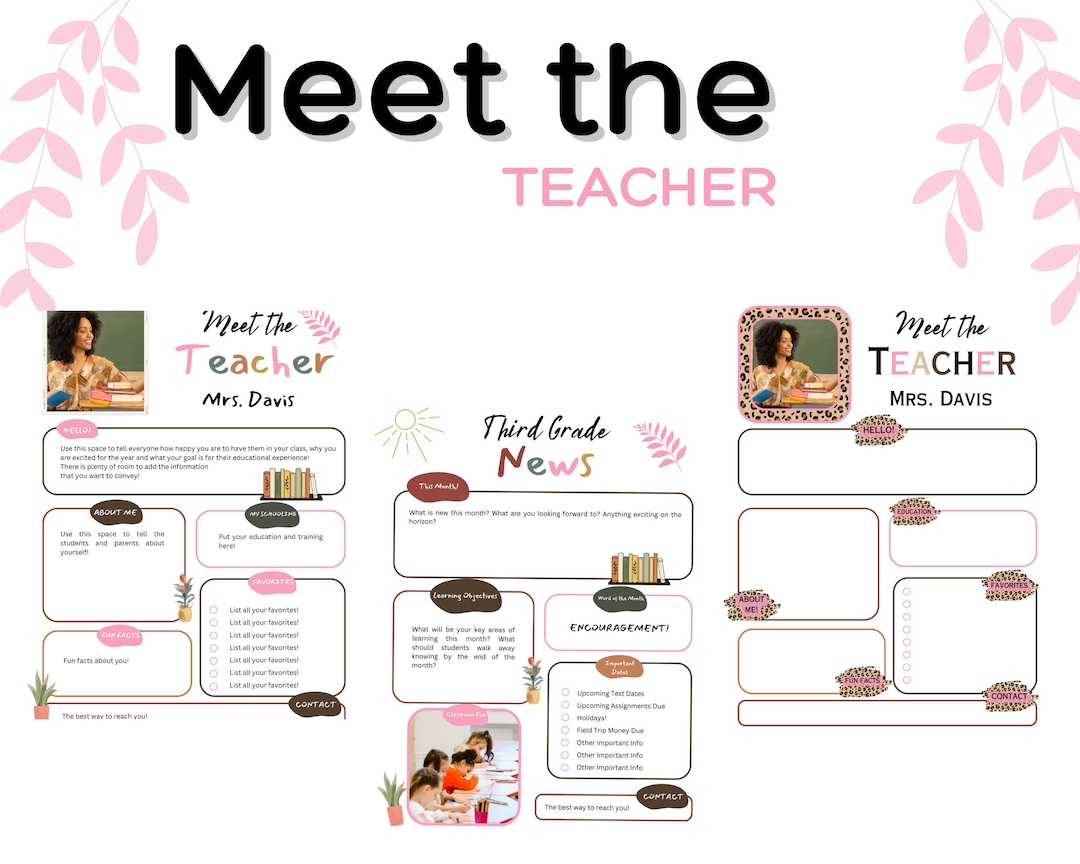Meet the Teacher Template Customizable Meet the Teacher Cute Meet the ...