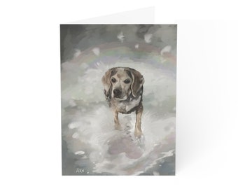 Rainbow bridge dog art sympathy Greeting Cards (1, 10, 30, and 50pcs)