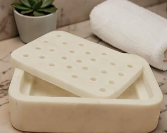 Marmor Seifenschale für Badezimmer Dekor | Handgemachter Naturstein Seifenhalter | Luxus Waschbecken & Arbeitsplatte Badezimmer Zubehör