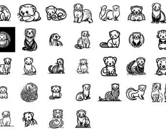 ferret svg cut file bundle cricut laser cutter engraving