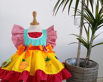 Conjunto de cumpleaños Tutti Frutti - Conjunto de cumpleaños con temática de frutas - Vestido de fiesta de lujo con temática de frutas