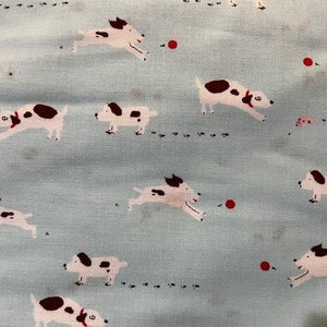 OOP Moda Sherbet Pips Blue Dogs Playing 18502 15 Yardage by Aneela Hoey