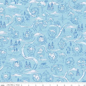 100 Aker Woods - Landkarte Sky Pooh von Jill Howarth für Riley Blake Designs RBD C15171-SKY