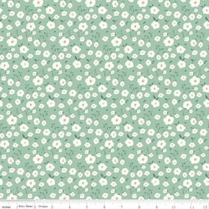 END OF BOLT (28” x 42/43”) Sunsetridge Flowers Seafoam by Minki Kim for Riley Blake Design C15732R-Seafoam