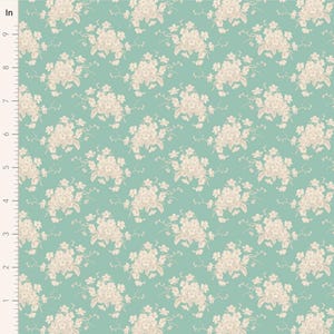 Tilda Sunday Brunch - White Flower Teal TIL100581-V15