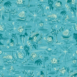 Forever Neverland Peter Pan Neverland Map - Peacock from Jill Howarth for Riley Blake Designs C15902R-PEACOCK