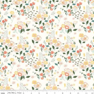 New Beginnings Floral Cream C15751R-CREAM from Sandy Gervais for Riley Blake Designs