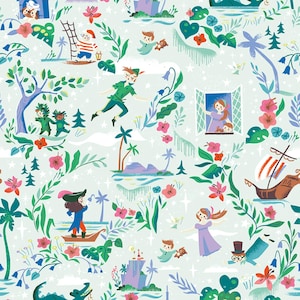 Forever Neverland Peter Pan Main - Mist from Jill Howarth for Riley Blake Designs C15900R-MIST