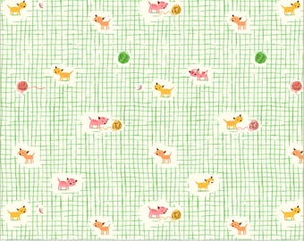 Studio Edit Heather Ross 40929D-2 グリーン キトゥン チェック柄生地