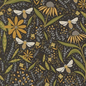 Bee Garden Metallic Black 48410 21M by Gingiber for Moda Quilt Fabric