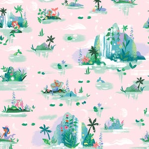 Forever Neverland Peter Pan Mermaid Lagoon - Pink from Jill Howarth for Riley Blake Designs C15901R-PINK