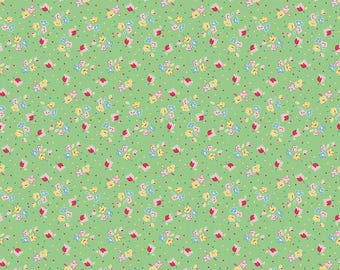 Placeres sencillos - Calico Sweet Rose Green C16653R-GREEN de la estadounidense Jane y Riley Blake