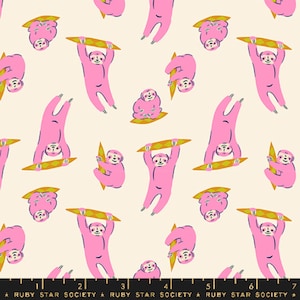Animal Animal Natural RS5168 12 Ruby Star Sloth Quilt Fabric