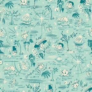 Forever Neverland Peter Pan Neverland Map - Songbird from Jill Howarth for Riley Blake Designs C15902R-SONGBIRD