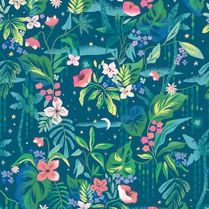 Forever Neverland Peter Pan Tropical Floral - Night from Jill Howarth for Riley Blake Designs C15903R-NIGHT
