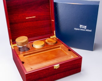 Luxe Houten Stashbox, Hoogwaardige Opslagdoos Met Rolling Tray En Drie Geurbestendige Containers. Handgemaakt En Hoge Kwaliteit Stash.