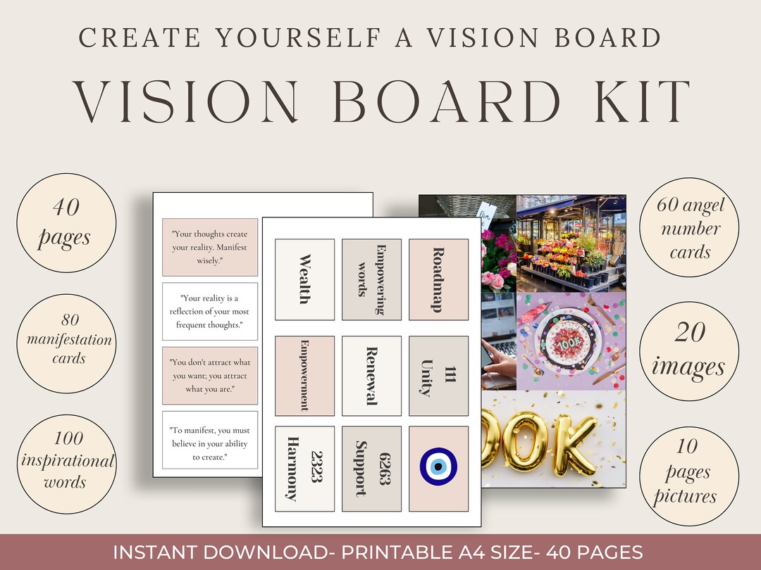Vision Board Kit Mood Board Cards and Quotes for Ultimate - Etsy