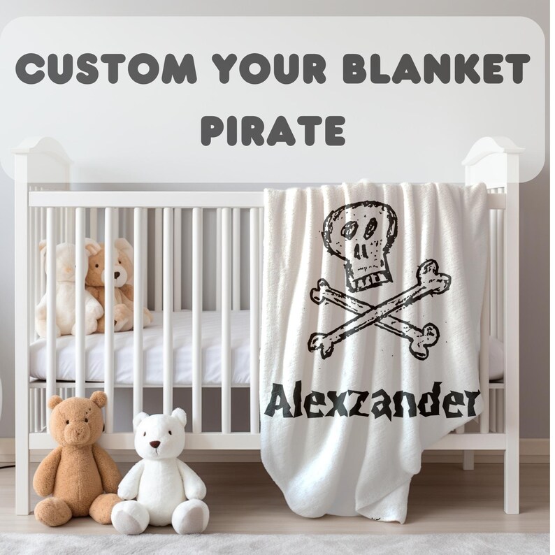 Big Pirate Kids Customs Blanket, Customized Your Baby Name Blankets
