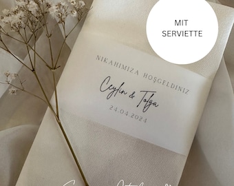 Banderole WITH napkins | Personalized table decoration | Registry office | Engagement | Wedding | Söz | Nisan | Dügün | Pecete