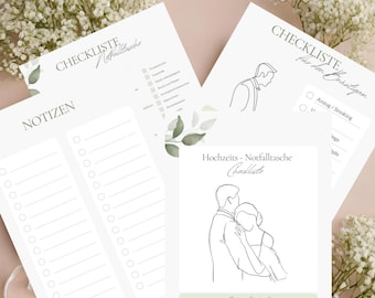 Notfalltasche Braut Checkliste I Digitale Hochzeitstag Checkliste I Notfall Kit I Hochzeit I Braut Survival Kit List I Hochzeitsplanung