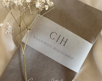 Napkin band | Personalized table decoration | Registry office | Engagement | Wedding | Söz | Nisan | Dügün | Pecete