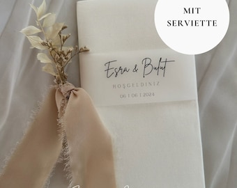 Banderole WITH napkins | Personalized table decoration | Registry office | Engagement | Wedding | Söz I Nisan I Dügün I Pecete
