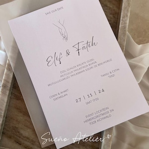 Minimalist wedding invitation I DIN A5 I personalized I Elegant wedding invitation I Invitations I Wedding I Engagement I Registry office