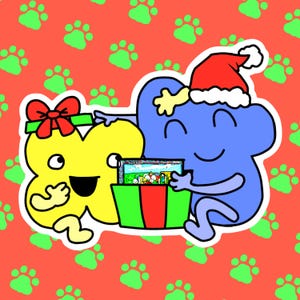 Christmas Gift Giving BFB Four & X BFDI sticker by puterlovesyou