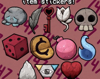 The Binding Of Issac item stickers Designed by 747shove