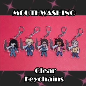 Mouthwashing Crew With a Blunt 2.5" clear acrylic keychains Anya, Daisuke, Swansea, Curly, and Jimmy  Sticker Set By Staryuri
