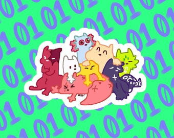 Rainworld Slugcat Pile, Survivor, Monk, Hunter, Artificer, Gourmand, Rivulet, Spearmaster, Sanit sticker designed by Sch01