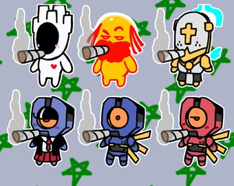 ULTRA-BLUNTS V1, V2, Mirage, Gabriel, Minos & Sissyphus erstklassige rauchende Charakter ULTRAKILL Aufkleber designed by Star