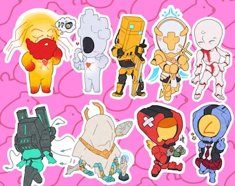 Set di adesivi ULTRAKILL V2, Mirage, Gabriel, Ferryman, Minos, Sisyphus, Swordmachine, Mindflayer e Mannequin, disegnato da Tikuscore.
