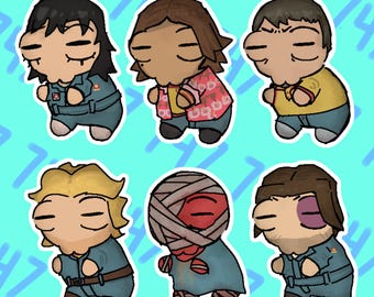 Fetus Anya, Daisuke, Swansea, Curly, and Jimmy Mouthwashing Sticker Set By 747shove