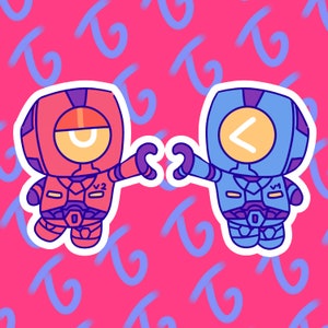V1 & V2 Heart Duo Chibi ULTRAKILL Die Cut Sticker Designed by Jyun